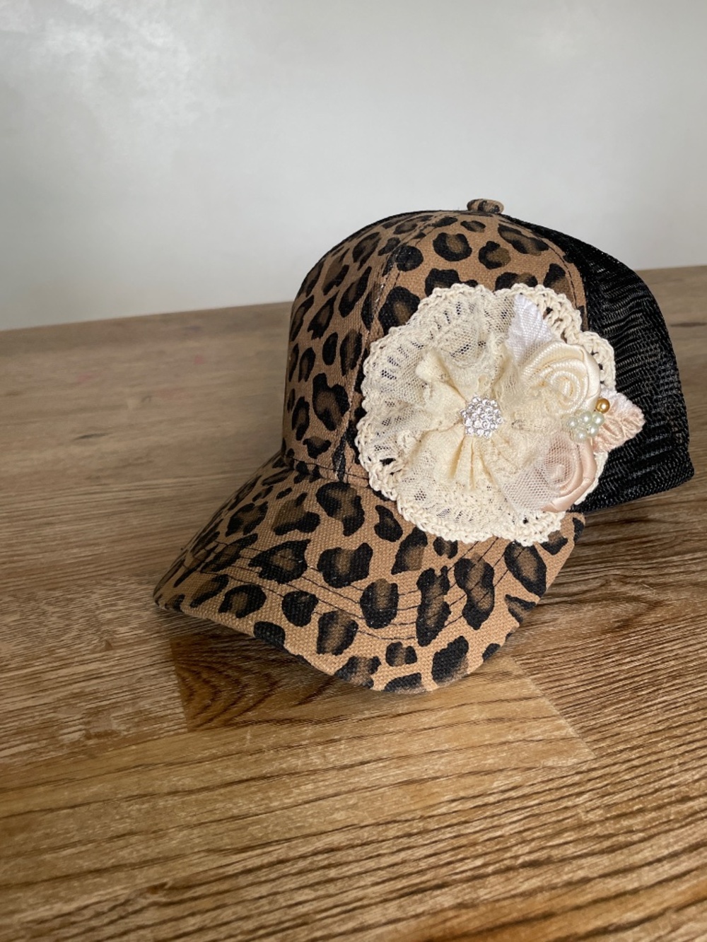 Womens Hats, Womans Bling Rhinestone Cap, Trucker Style Hat, Suede Hat, Leopard - Picture 4 of 5